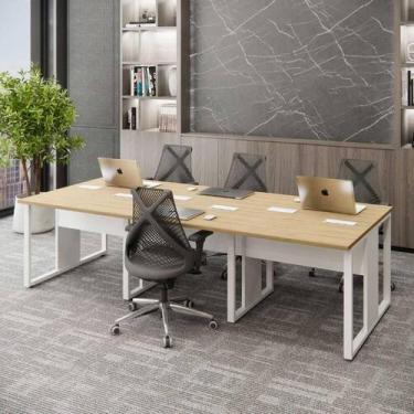 Imagem de Mesa de Escritório Plataforma 6 Pessoas 2,70m MBR Pés Metal - F5 Offic