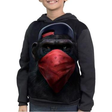 Imagem de Casaco Moletom Infantil Macaco Gangster Estiloso - smoke, Preto, 3