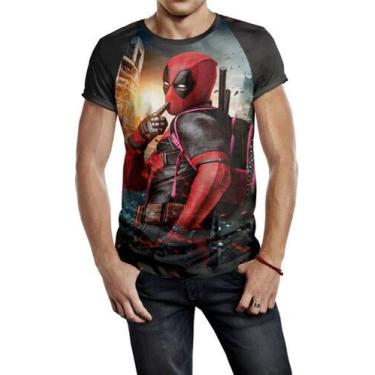 Imagem de Camiseta Raglan Masculina Mercenário Deadpool Sexi Ref:426 - smoke, Pr