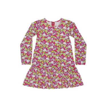 Imagem de Vestido Manga Longa Infantil em Cotton Bee Loop, Rosa, 4