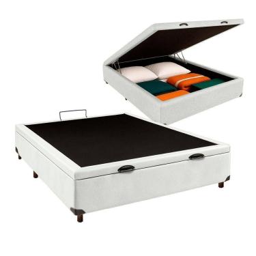 Imagem de Cama Box Bau Viuvo Blindado Nature Branco 128x188