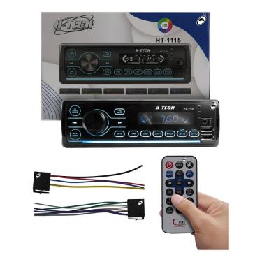 Imagem de  Rádio MP3 Automotivo H-Tech HT-1115 USB Auxiliar Bluetooth 4x45W 7 Cores
