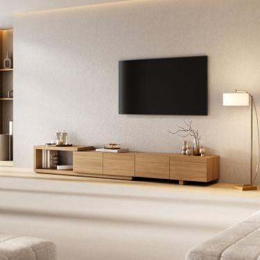 Imagem de Rack para Tv até 75 Polegadas Extensível de 184cm a 244cm Aruá Cabecasa Madeiramadeira Jatoba