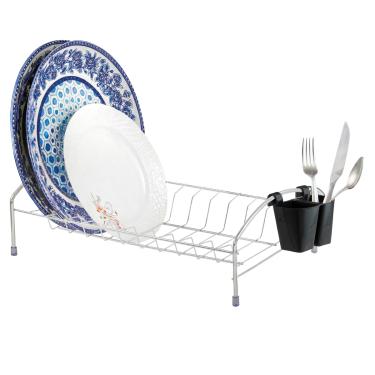 Imagem de Escorredor de Louça Cromado 11 Pratos com Porta Talher Secador Organização Cozinha