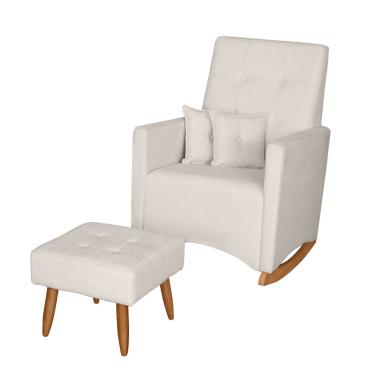 Imagem de Poltrona de Amamentação com Balanço e Puff Lizzi Bouclê F06 - D'Rossi