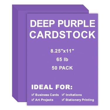 Imagem de Cartolina 8,5 x 11, 50 peças, 29,5 kg/180 g/m² de espessura, papel de impressora para artesanato, papelaria, cartões de visita, impressão de escritório (roxo escuro, 50 peças)