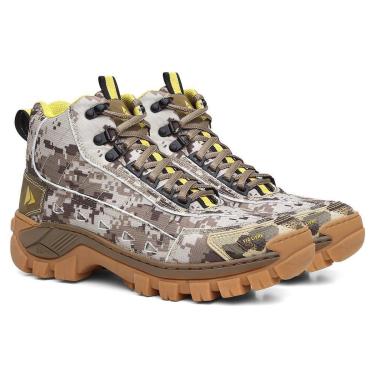 Imagem de Bota Adventure Couro Premium Masculina com Visual Camuflado e Solado Antiderrapante-Masculino