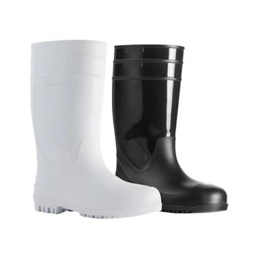 Imagem de Bota De Pvc Borracha Galocha Segurança Cano Longo Com Bico De Aço Resistente Anti Perfuro Impermeável Proteção (Branca, padrao, BR, Adulto, Numérico, 38)