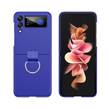 Imagem de Para Samsung Galaxy Z Flip 3 5G Case ZFlip3 Flip4 3 Fundas Finger Ring Matte Phone Cover para Galaxy Z Flip 4 3 Cases,Blue,For Z Flip 4