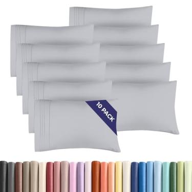 Imagem de Conjunto de 10 fronhas Queen – Capas de almofada ultra macias de qualidade hoteleira – Confortáveis, aconchegantes e sem rugas – Resistente a encolhimento, manchas e desbotamento – Protetores de