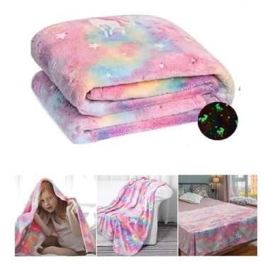 Imagem de Manta magica cobertor brilha no escuro infantil macia iluminada unicor