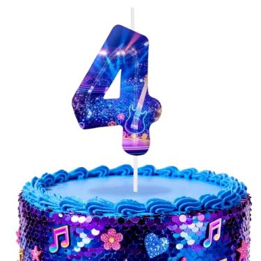 Imagem de Velas de aniversário número 4 azuis, topos de bolo com tema de desenho animado para decoração de bolo para meninos e meninas, decorações de aniversário, suprimentos de festa, velas numéricas para