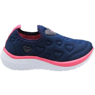 Imagem de Tênis Sem Cadarço Infantil Via Vip Corações Fofinhos Menina, 33, Azul,