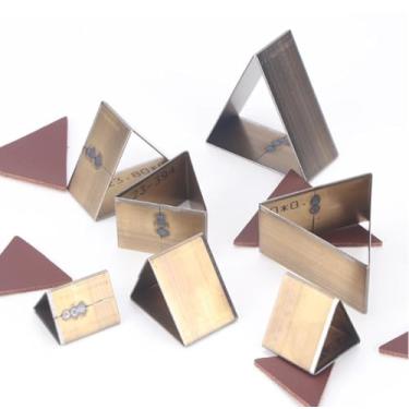 Imagem de YJIUYUANQ Ferramenta profissional de corte de matriz para artesanato em couro – perfurador oco para projetos de couro DIY feitos à mão (formato triangular de 7 tamanhos