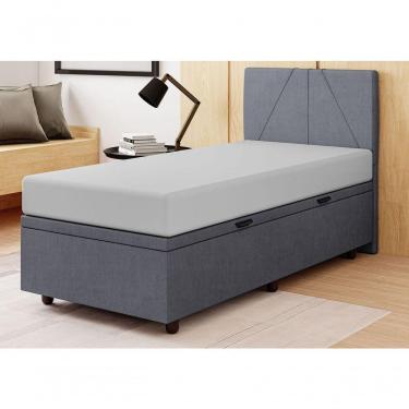Imagem de Base Cama Box Baú Solteiro Veludo Skybox Cinza