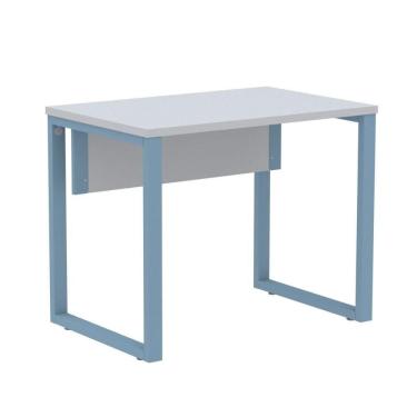 Imagem de Mesa Escritório P25 Tub Pandin 90 Cm (larg) Tampo Mdp Cinza Pé Aço Tubular Azul Dali