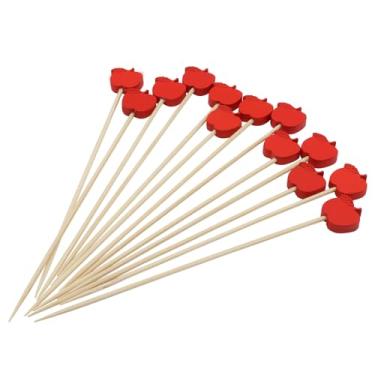 Imagem de Hitefu 100 palhetas de coquetel de maçã, espetos de aperitivo de bambu de 12,7 cm para festas tropicais e enfeite de frutas