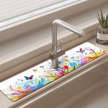 Imagem de Tapete de torneira para pia de cozinha - tapete absorvente de pia, protetor de respingos de secagem rápida para cozinha e banheiro - almofada de secagem antiderrapante com absorção de água atrás da