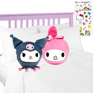 Imagem de SANRIO Pacote com 2 almofadas My Melody and Kuromi Cloud – Pacote com almofadas de 28 cm para adesivos Couch Plus | Conjunto de decoração de casa My Melody and Kuromi