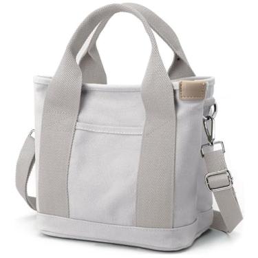 Imagem de Sacola pequena com zíper bolsa feminina de lona transversal bolsa de ombro Satchel Hobo Bag Messenger Bag 2023, Cinza claro, Small