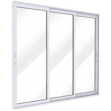 Imagem de Porta de Alumínio de Correr Lateral 3 Folhas Móveis Vidro Temperado 23