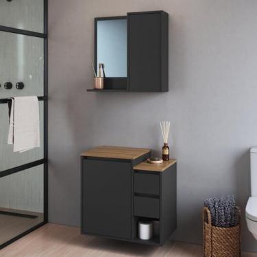 Imagem de Conjunto para Banheiro Gabinete Suspenso 60cm com Espelheira Bari - Ar