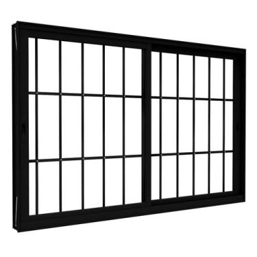 Imagem de Janela de Alumínio de Correr Lateral 2 Folhas Móveis com Grade 120x150