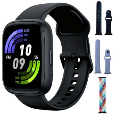 Imagem de Relogio Smartwatch Feminino e Masculino,Smartwatch GPS,Tela HD de 1,85" Full Touch, Modos Esportivos, Inclui 3 Pulseiras, Compatível com Android iOS amarelo preto