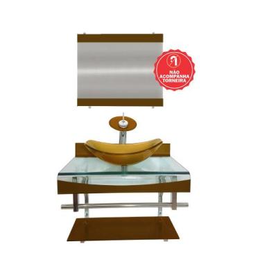 Imagem de Gabinete de Vidro 60cm para Banheiro Cuba Oval - Andorra - EKASA, Dour