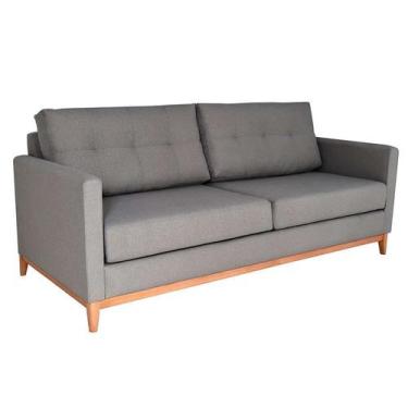 Imagem de Sofá 3 Lugares Carlo Veludo Cinza e Mel 220 cm - Sofani