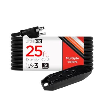 Imagem de UltraPro, Preto, extensão GE de 7,6 m, 3 tomadas, interno/externo, aterrado, cabo de isolamento duplo, certificação UL, 36825, 7,6 m, 7,6 m