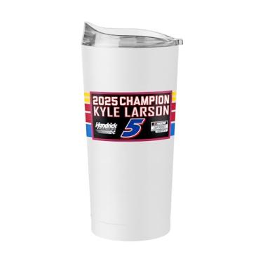 Imagem de Logo Brands Copo Kyle Larson 2025 Nascar Cup Champion de 590 ml - Aço inoxidável revestido com pó - Logotipo oficialmente licenciado, mantém as bebidas quentes e frias por horas, ótimo presente para