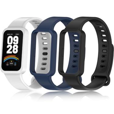 Imagem de Z.DuDuZAZA Pulseira compatível com Xiaomi Smart Band 9 Active de substituição, [pacote com 3] pulseiras de silicone ajustáveis para Mi Smart Band 9 Active (preto, branco, azul marinho)