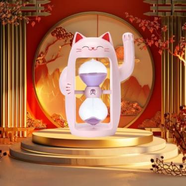 Imagem de Lucky Cat Temporizador de Areia Bonito Ampulheta Maneki-Neko Sandglass Timer reloj de Arena 30 min Relógio de Areia para Jogos de Escova de Dentes Sala de Aula Casa Escritório Cozinha Recepção (Rosa +