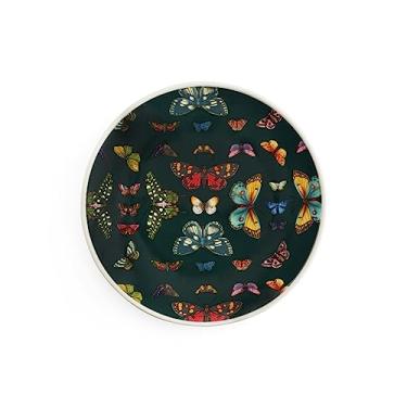 Imagem de Portmeirion Spode Botanic Garden Harmony Prato cupê de 21,6 cm | Verde com motivo de destaque de borboleta | Porcelana | Seguro para lava-louças, seguro para micro-ondas, congelador | Para entradas,