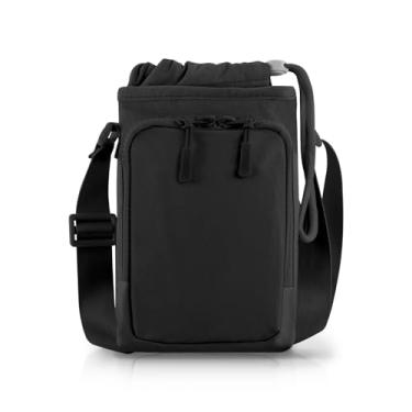 Imagem de WisePoint Bolsa transversal de nylon, bolsa leve para celular com zíper, cordão, bolsa de ombro pequena para compras, Preto, Small