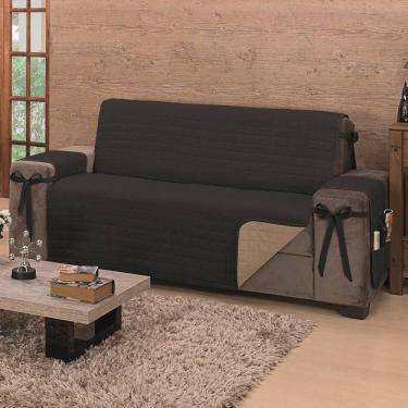 Imagem de Protetor De Sofá Dupla Face Premium 2 E 3 Lugares King - Preto-cáqui