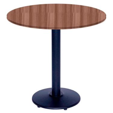 Imagem de Mesa Zeta Ferro Preto 75 Cm (alt) Disco Redondo Tampo Mdp Redondo 70 Cm (larg) X 2,5 Cm (alt) Walnut