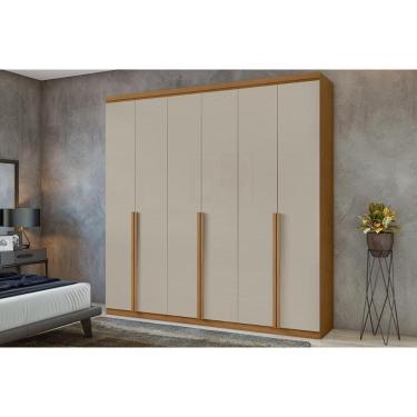 Imagem de Guarda Roupa Casal 6 Portas E 4 Gavetas Alonzo New Amêndoa-off White - Lopas