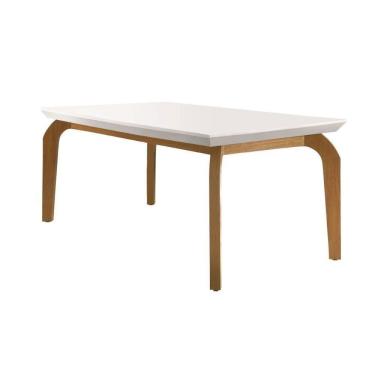 Imagem de Mesa De Sala Jantar Londrina 180cm Mdf Canto Reto Imbuia/off White - Rufato