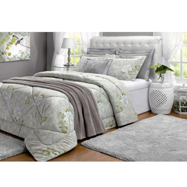 Imagem de Edredom Queen 200 Fios Papillons Cinza 7pçs