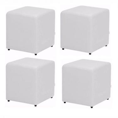Imagem de 04 Puffs Quadrado Corino Branco