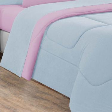 Imagem de Edredom Malha 100% Algodão Gran Moratta 1 Peça Solteiro - Azul Bebê-rosa Bebê