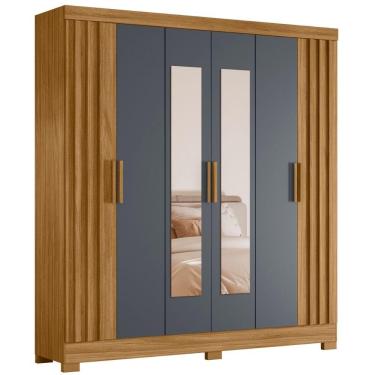 Imagem de Guarda Roupa Casal Valença Com Espelho 6 Portas Freijó Cinza Moval