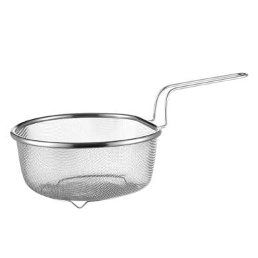Imagem de Cesta de Fritura em Aço Inoxidável Malha Dreno Multifuncional com Cabo Longo para Servir Drenar Limpar Frutas Legumes Macarrão Cozinha Residencial Restaurante