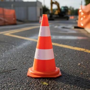 Imagem de Kit 5 Cones de Sinalização PVC Rígido 50cm Segurança, Trânsito e Demar