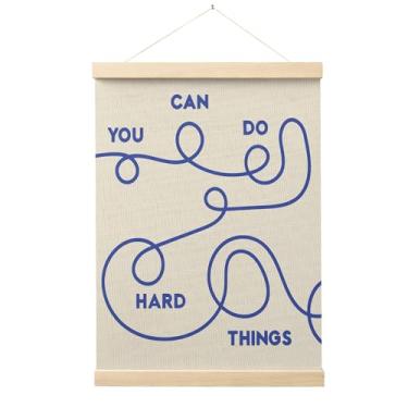 Imagem de Evcprz Moldura abstrata de pôster de arte de parede de saúde mental, decoração de escritório de conselheiro de terapia, You Can Do Hard Things, citação inspiradora pendurada em tela, decoração de arte