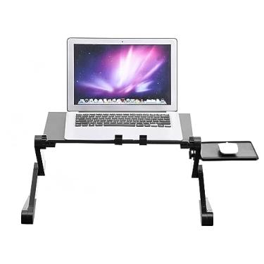 Imagem de Cryfokt Suporte de Mesa Dobrável para Laptop, Liga de Alumínio Leve Com Dois Ventiladores de Resfriamento, Mouse Pad para Trabalho, Estudo, Escritório Doméstico (Preto)