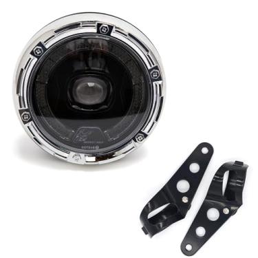 Imagem de BENEALL Conjunto de farol de motocicleta LED redondo de 15 cm com suportes de montagem, farol frontal para Cafe Racer E-bike Bobber Chopper (estilo A)