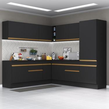 Imagem de Cozinha Completa De Canto Mp2101 Com Armário E Balcão Preta